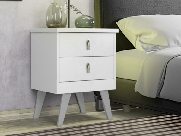 Mesa de Cabeceira Thor 2 gavetas – Branco