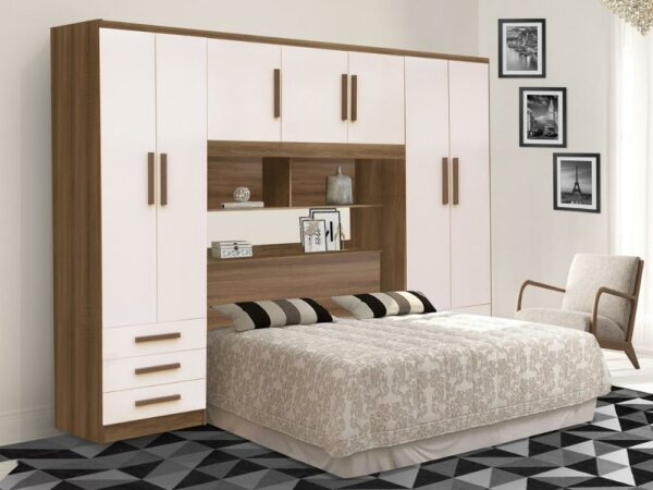 Guarda-Roupa Acoplado México 5 portas + Floripa 2 portas Casal – Mel/Areia