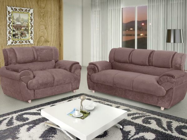 Conjunto de sofá 2 x 3 lugares REF 7025 - Marrom