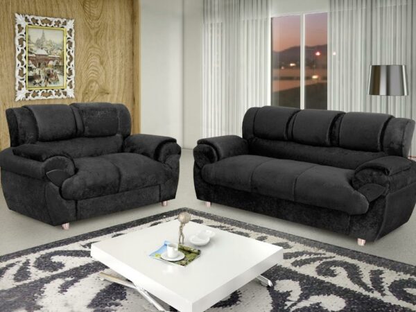 Conjunto de sofá 2 x 3 lugares REF 7025 - Preto