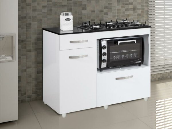 Balcão Violeta para cooktop 4 bocas - Branco