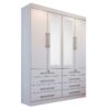Guarda-Roupa Mônaco c/ espelho 4 portas e 8 gavetas – Branco