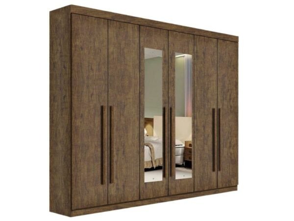 Guarda-Roupa Da Vinci Plus c/ espelho 6 portas e 6 gavetas – Ipê