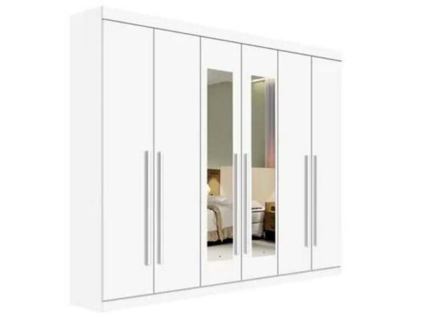 Guarda-Roupa Da Vinci Plus c/ espelho 6 portas e 6 gavetas – Branco
