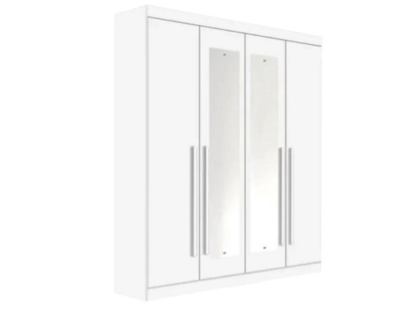 Guarda-Roupa Da Vinci Plus c/ espelho 4 portas e 3 gavetas – Branco