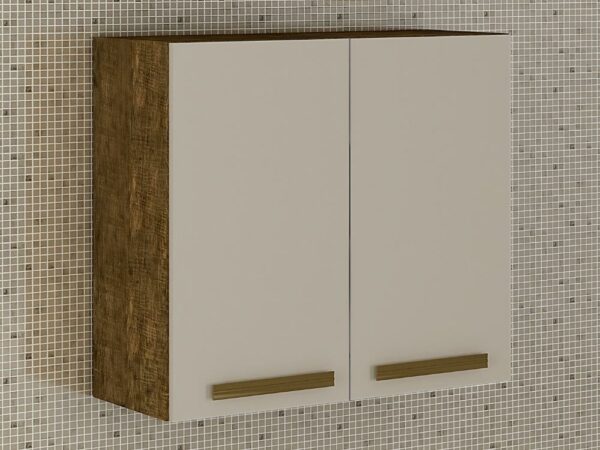 Armário de Cozinha Aéreo 2 portas Pérola REF 800 – Ipê/Off white