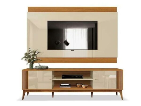 Rack Com Painel Legacy 2.0 75" – Off White/Cedro