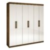 Guarda-Roupa Sevilha 6 portas e 4 gavetas – Ipê/Off white