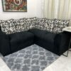 Conjunto de sofá de canto 2 x 3 lugares Félix – Preto/Floral Flex