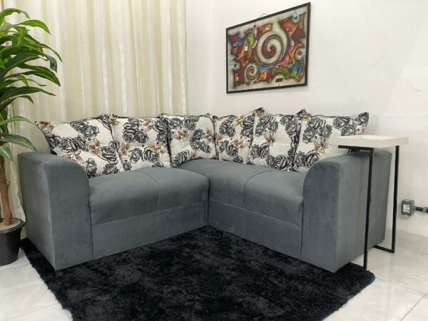 Conjunto de sofá de canto 2 x 3 lugares Félix – Cinza/Floral Flex