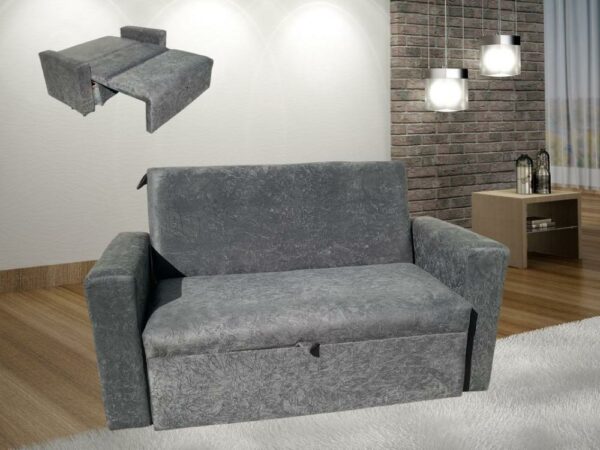 Sofá Cama Casal com braço 1,50m – Cinza Suede