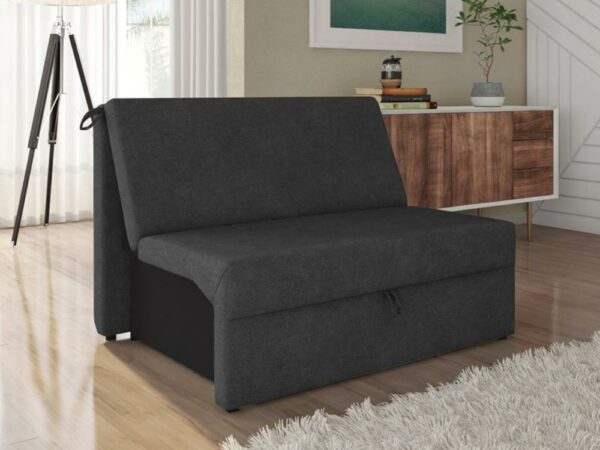 Sofá Cama Casal sem braço 1,30m – Preto Suede