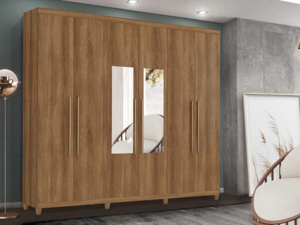 Guarda-Roupa Porto Bello Plus 6 portas com espelho – Mel
