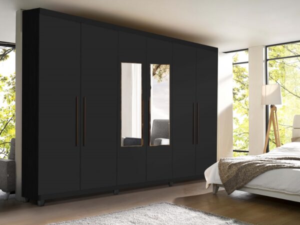 Guarda-Roupa Porto Bello Plus 6 portas com espelho – Preto