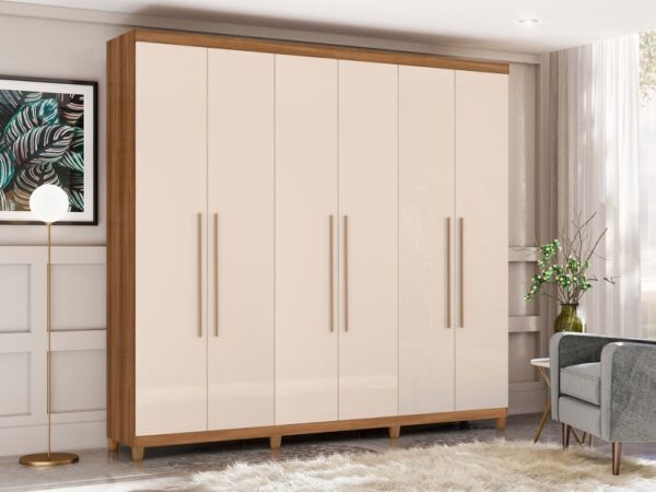 Guarda-Roupa Porto Bello Plus 6 portas – Mel/Areia