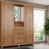 Guarda-Roupa Capelinha Lyon 4 portas com espelho – Mel