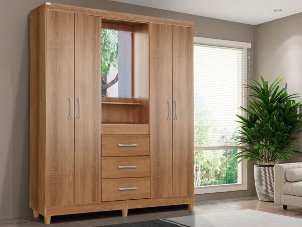 Guarda-Roupa Capelinha Lyon 4 portas com espelho – Mel