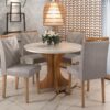 Mesa de Jantar Sienna Circular 1.00 Com 4 Cadeiras Califórnia – Cinamomo/Off white/Avelã