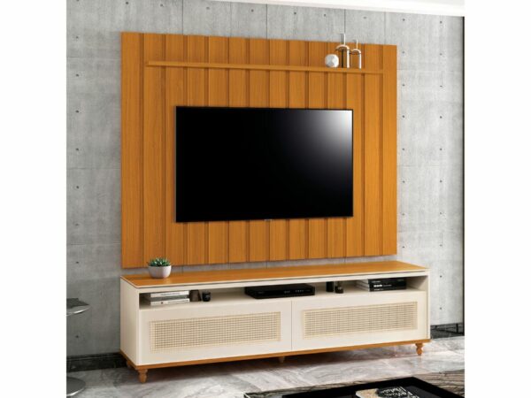 Rack Hannover com Painel Brise 1.8 75”- Cedro/Off White
