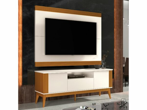 Rack Morgan com Painel Garden 1.8 75" - Off White/Cedro