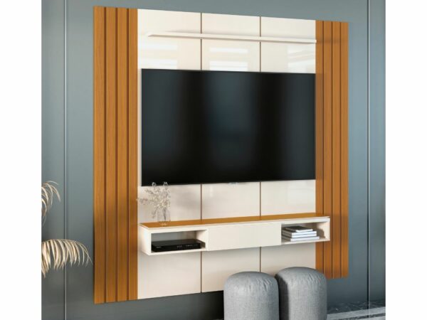 Painel Veyron  2.00 com Nicho 1.35 75” – Off White/Cedro