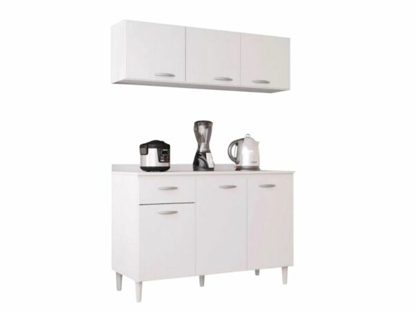 Combo Balcão com tampo e Aéreo Poquema 1,20 - Branco