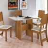 Mesa de Jantar Évora/Lisboa Com 4 Cadeiras – Freijó/Off White