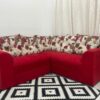 Conjunto de sofá de canto 2 x 3 lugares Félix – Vermelho/Floral Flex
