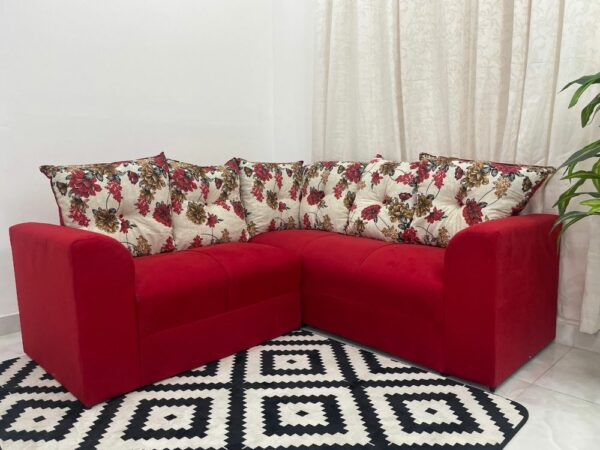 Conjunto de sofá de canto 2 x 3 lugares Félix – Vermelho/Floral Flex