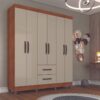 Guarda-Roupa Estrela 6 portas - Cinamomo/Off White