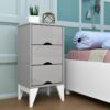 Mesa de Cabeceira Twister 3 Gavetas Tcil -  Off White