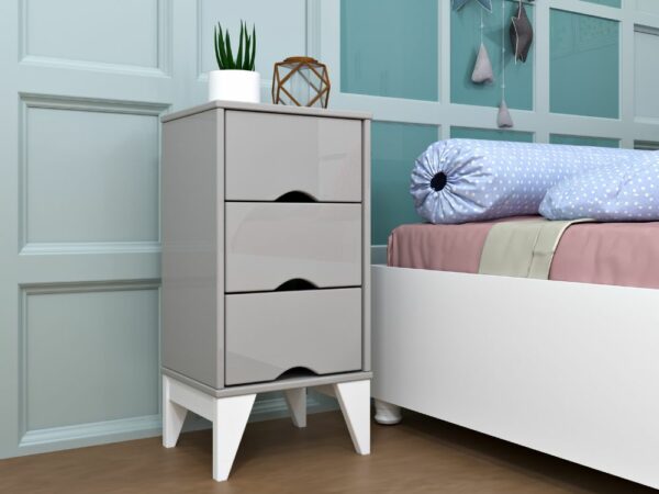 Mesa de Cabeceira Twister 3 Gavetas Tcil -  Off White
