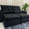 Sofá Retrátil Reclinável Porto Seguro 2.30m - Preto Veludo