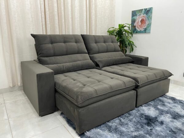 Sofá Retrátil Reclinável Ilhéus 2.50m - Marrom Veludo