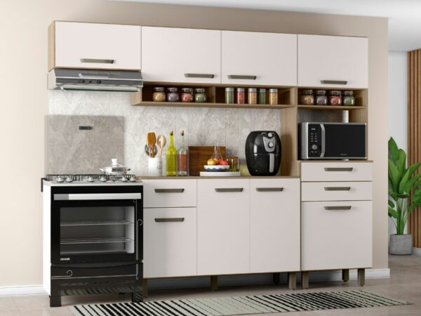 Cozinha Completa Siena 4 peças - Carvalho/Off White