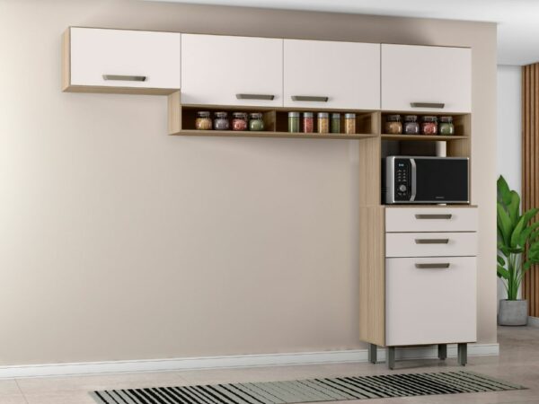 Cozinha Completa Siena 3 peças - Carvalho/Off White