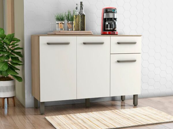 Balcão de Cozinha Siena 1,20 - Carvalho/Off White
