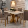 Mesa de Jantar Londres 0.90x0.90 Com 4 Cadeiras Califórnia – Cinamomo/Off White/Avelã