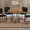 Conjunto Mesa Napoli Tampo Circular 1.00 Com 4 Cadeiras - Cinamomo/Preto Fosco