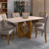 Mesa de Jantar Madri 1.60x0.80 Com 6 Cadeiras Califórnia – Cinamomo/Off white/Avelã