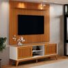 Rack King com Painel Avant 75″ –  Off White/Cedro