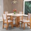 Mesa de Jantar Magic 1.20x0.80 Com 4 Cadeiras Sol Veludo  – Mel/Blonde Pastel