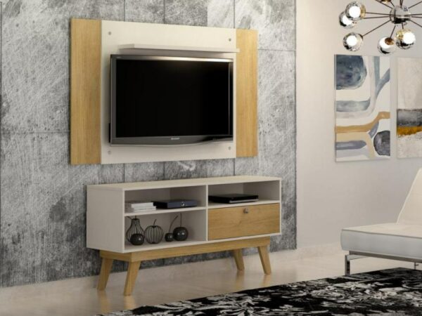 Rack Houston Com Painel América 50" – Off White/Cinamomo