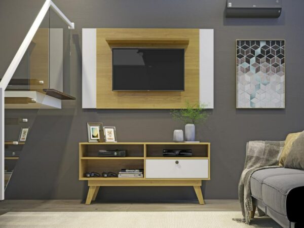 Rack Houston Com Painel América 50" – Cinamomo/Off White