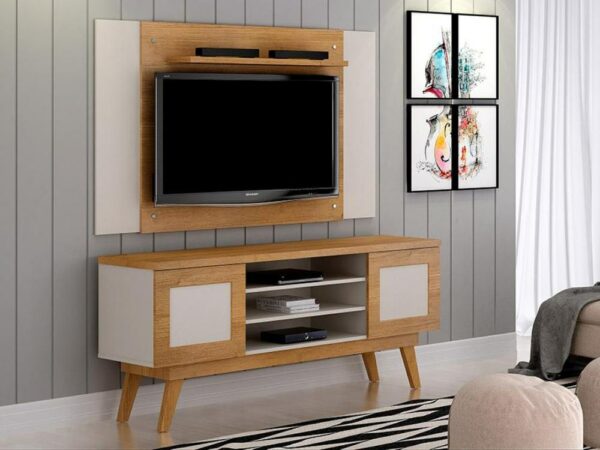 Rack Detroit Com Painel América 65" – Cinamomo/Off White