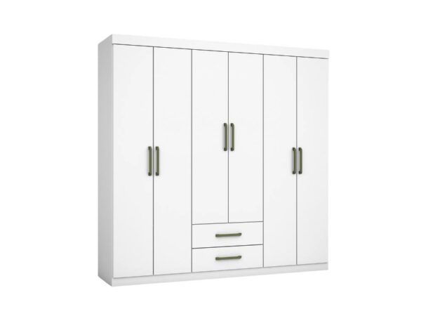 Guarda-Roupa Áries 6 portas e 2 gavetas – Branco