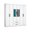 Guarda-Roupa Áries c/ espelho 6 portas e 2 gavetas – Branco