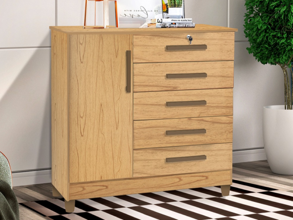 Cômoda Vitória 5 gavetas 1 porta – Cinamomo