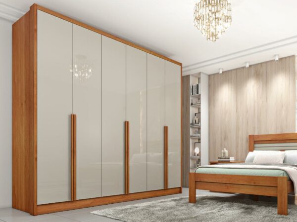 Guarda-Roupa Fortuna 6 Portas e 6 Gavetas Tcil – Cinamomo/Off White
