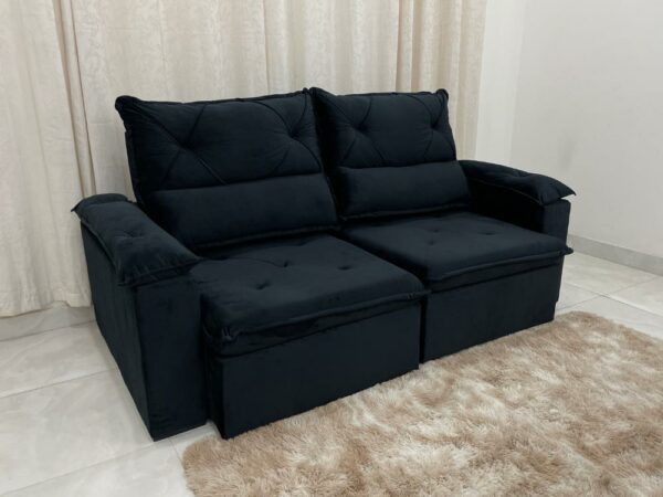 Sofá Retrátil e Reclinável REF 2030 2.00m – Preto Veludão